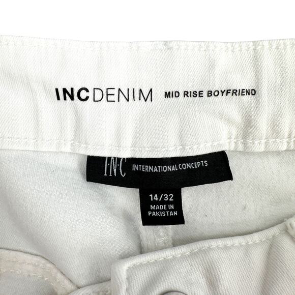 INC International Concepts White Distressed 5 Pocket Design Jeans Pants Size 14 - Picture 3 of 8